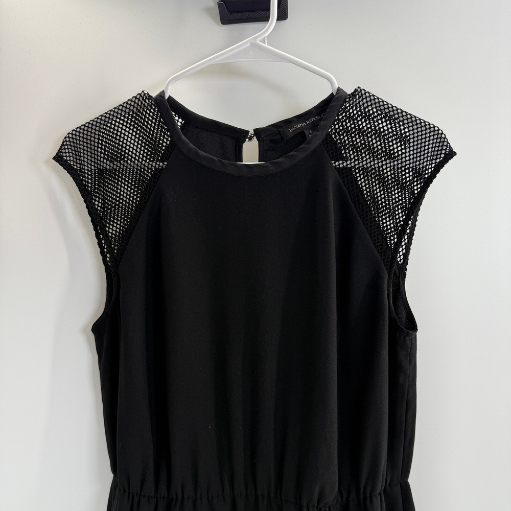 Banana Republic Black Dress Sleeveless Mesh Detail Casual Size 6 LBD Boho Chic - Picture 10 of 16